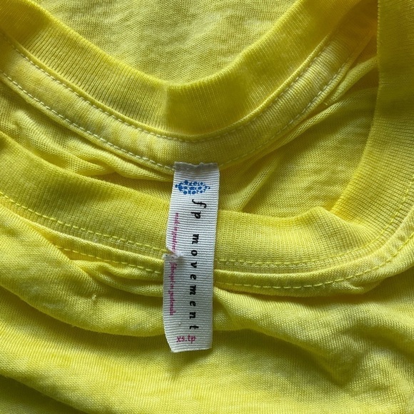 Free People FP Movement Yellow Short Sleeve T-Shirt Sz XS Summer Sheer Beach - Picture 5 of 10